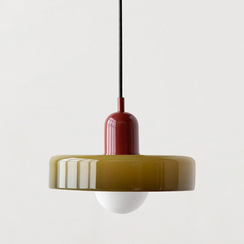 Coloured Glass Pendant Light – BauLume-25 x 18 cm-Green-Red-State of Style