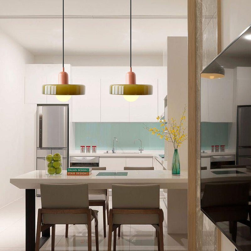 Coloured Glass Pendant Light – BauLume-25 x 18 cm-Green-Red-State of Style