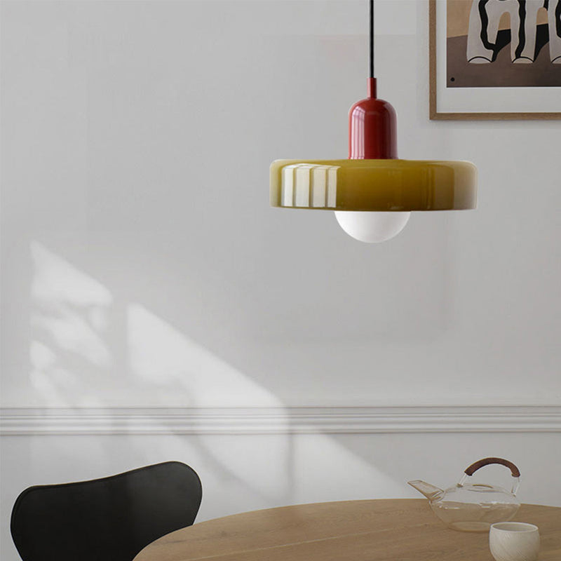 Coloured Glass Pendant Light – BauLume-25 x 18 cm-Green-Red-State of Style