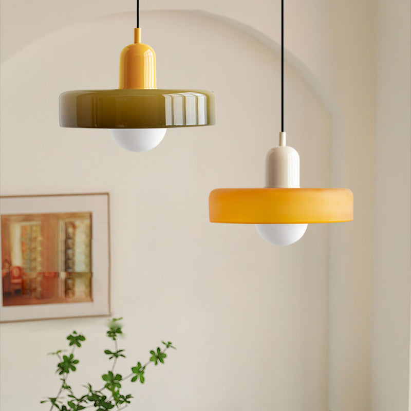 Coloured Glass Pendant Light – BauLume-25 x 18 cm-Green-Yellow-State of Style