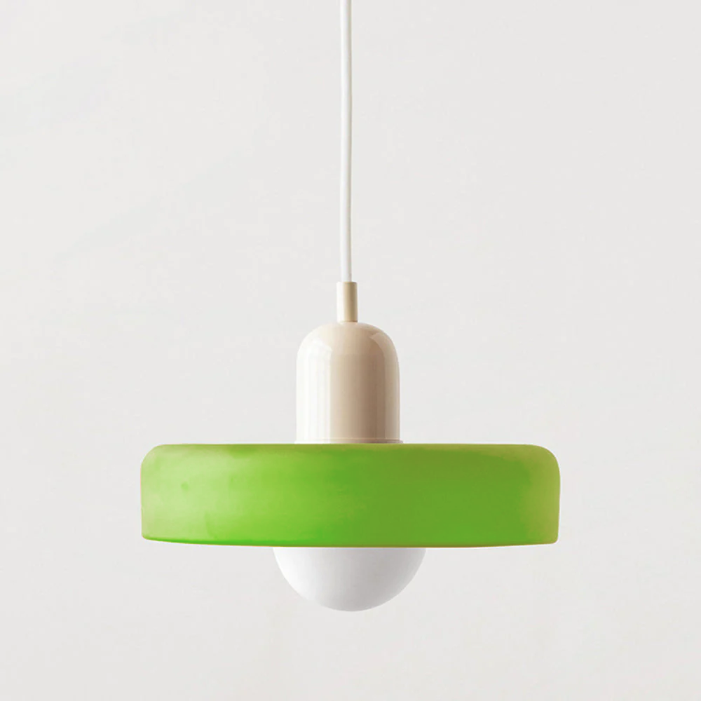 Coloured Glass Pendant Light – BauLume-25 x 18 cm-Icy Green-Beige-State of Style