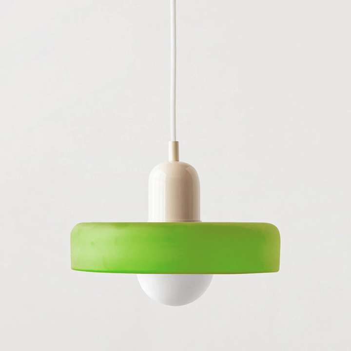 Coloured Glass Pendant Light – BauLume-25 x 18 cm-Icy Green-Beige-State of Style