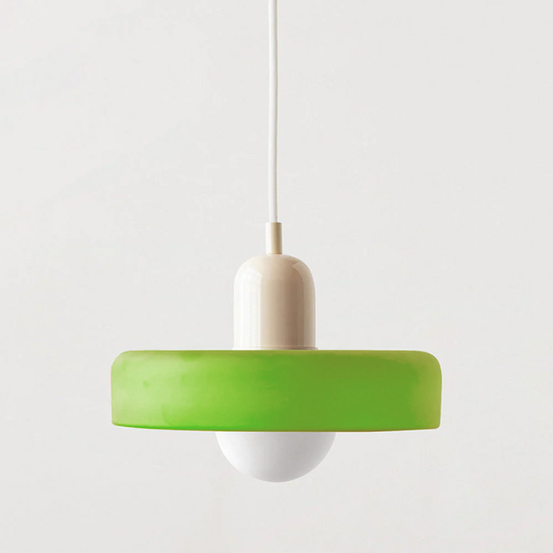 Coloured Glass Pendant Light – BauLume-25 x 18 cm-Icy Green-Beige-State of Style