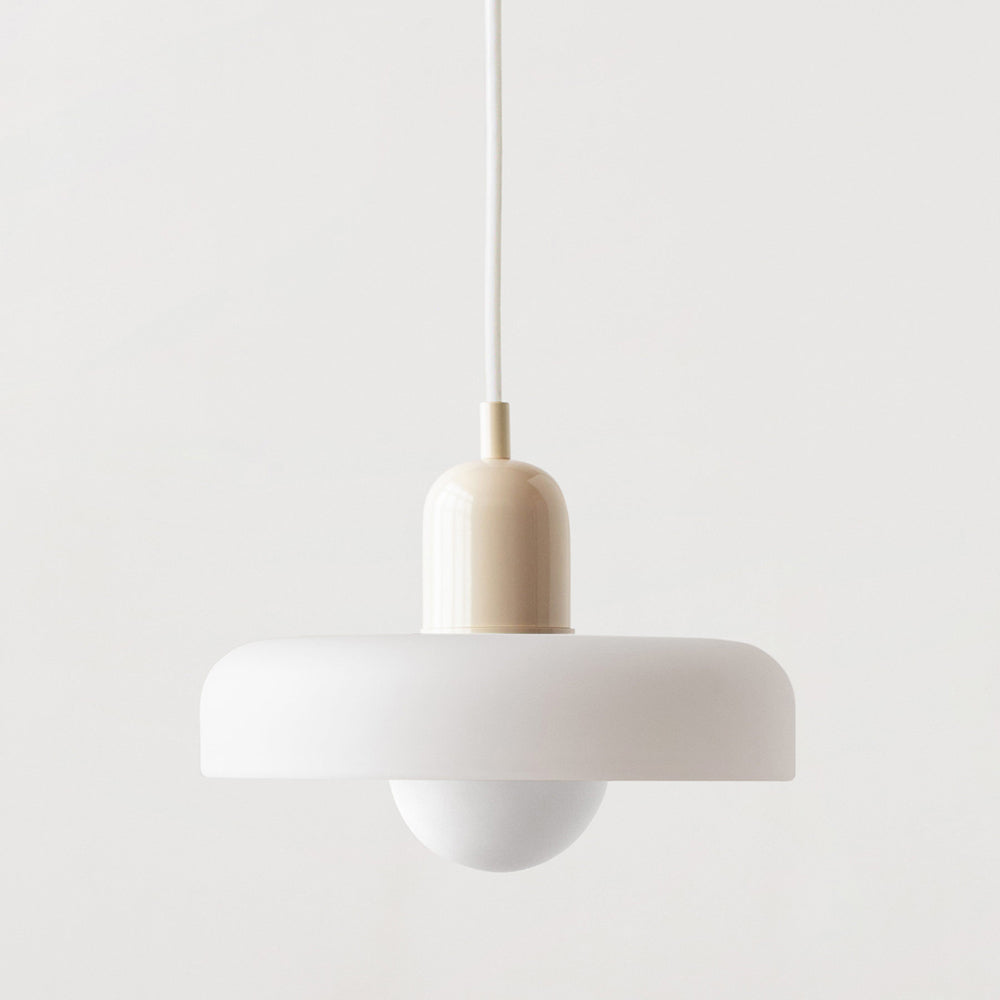 Coloured Glass Pendant Light – BauLume-25 x 18 cm-White-Beige-State of Style