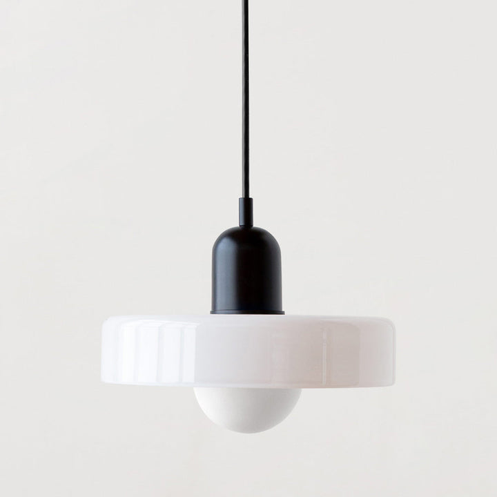 Coloured Glass Pendant Light – BauLume-25 x 18 cm-White-Black-State of Style