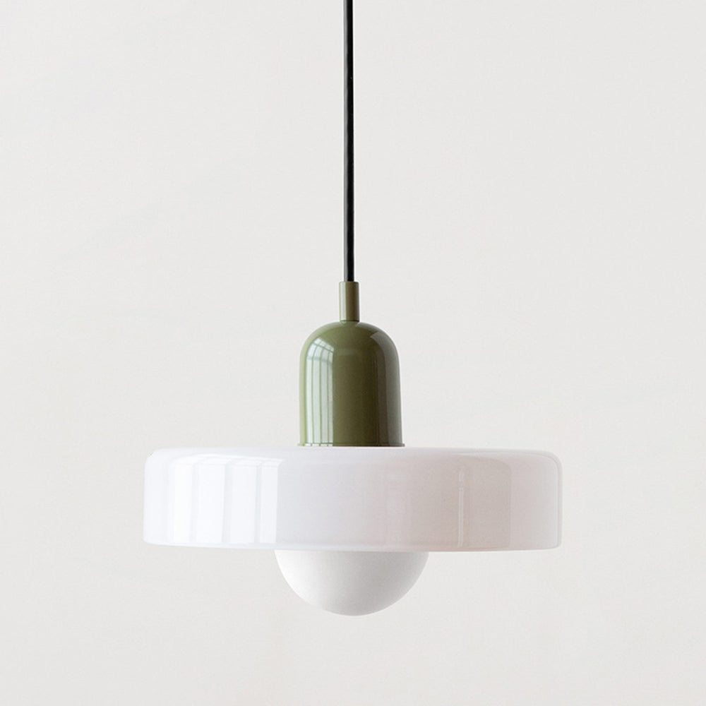 Coloured Glass Pendant Light – BauLume-25 x 18 cm-White-Green-State of Style