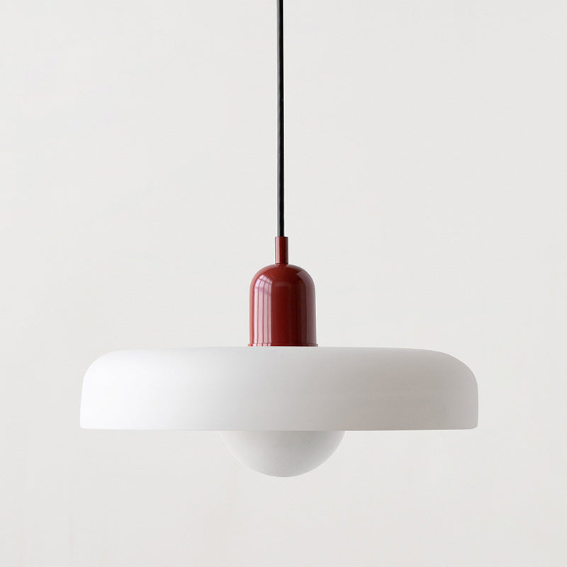 Coloured Glass Pendant Light – BauLume-25 x 18 cm-White-Red-State of Style