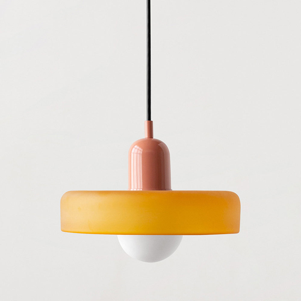 Coloured Glass Pendant Light – BauLume-25 x 18 cm-Yellow-Pink-State of Style