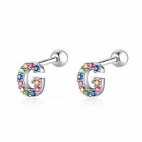 Coloured Letter Earrings - Letria-G-Silver-State of Style