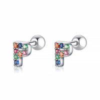 Coloured Letter Earrings - Letria-P-Silver-State of Style