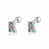 Coloured Letter Earrings - Letria-R-Silver-State of Style