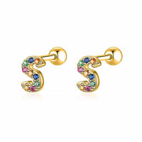 Coloured Letter Earrings - Letria-S-Gold-State of Style