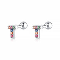 Coloured Letter Earrings - Letria-T-Silver-State of Style