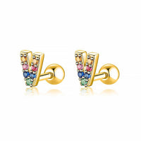 Coloured Letter Earrings - Letria-V-Gold-State of Style