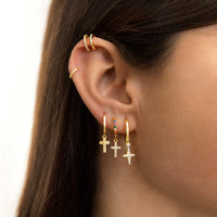 Coloured Zirconia Cross Earrings - Aurora-Silver-State of Style