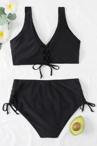 Colourful Bikini with Drawstring and Twist Detail – Zaraï-Black-S-State of Style
