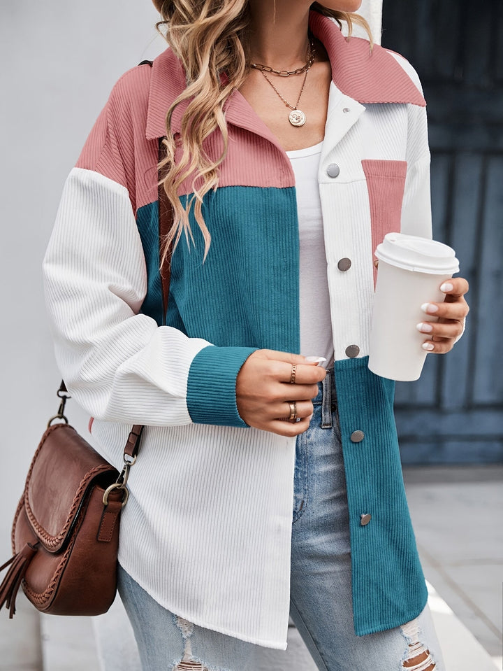 Colourful Blouse with Button Closure - Lina-Green/Pink-S-State of Style