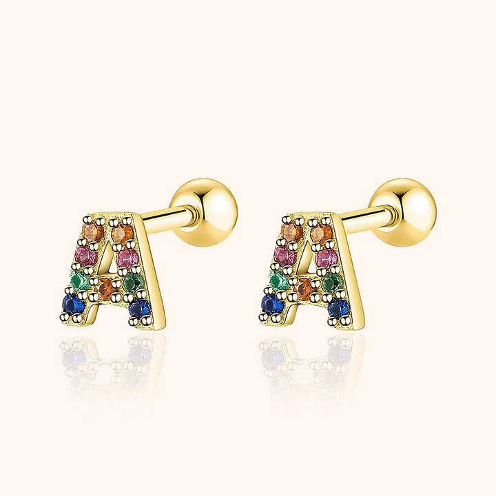 Colourful Letter Earrings - Letria-A-Gold-State of Style
