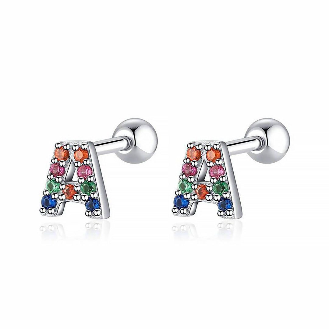 Colourful Letter Earrings - Letria-A-Silver-State of Style