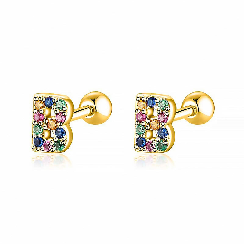 Colourful Letter Earrings - Letria-B-Gold-State of Style