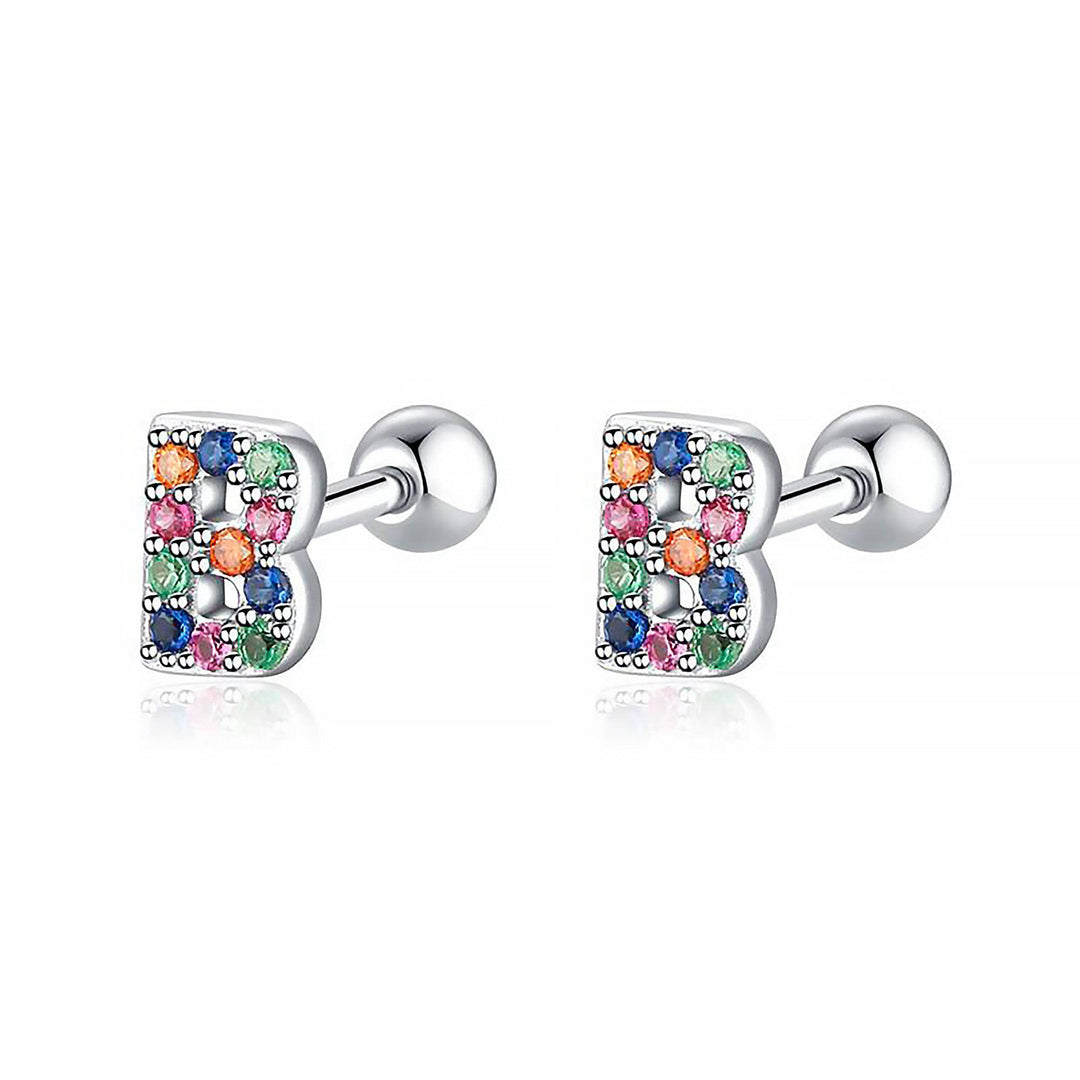Colourful Letter Earrings - Letria-B-Silver-State of Style