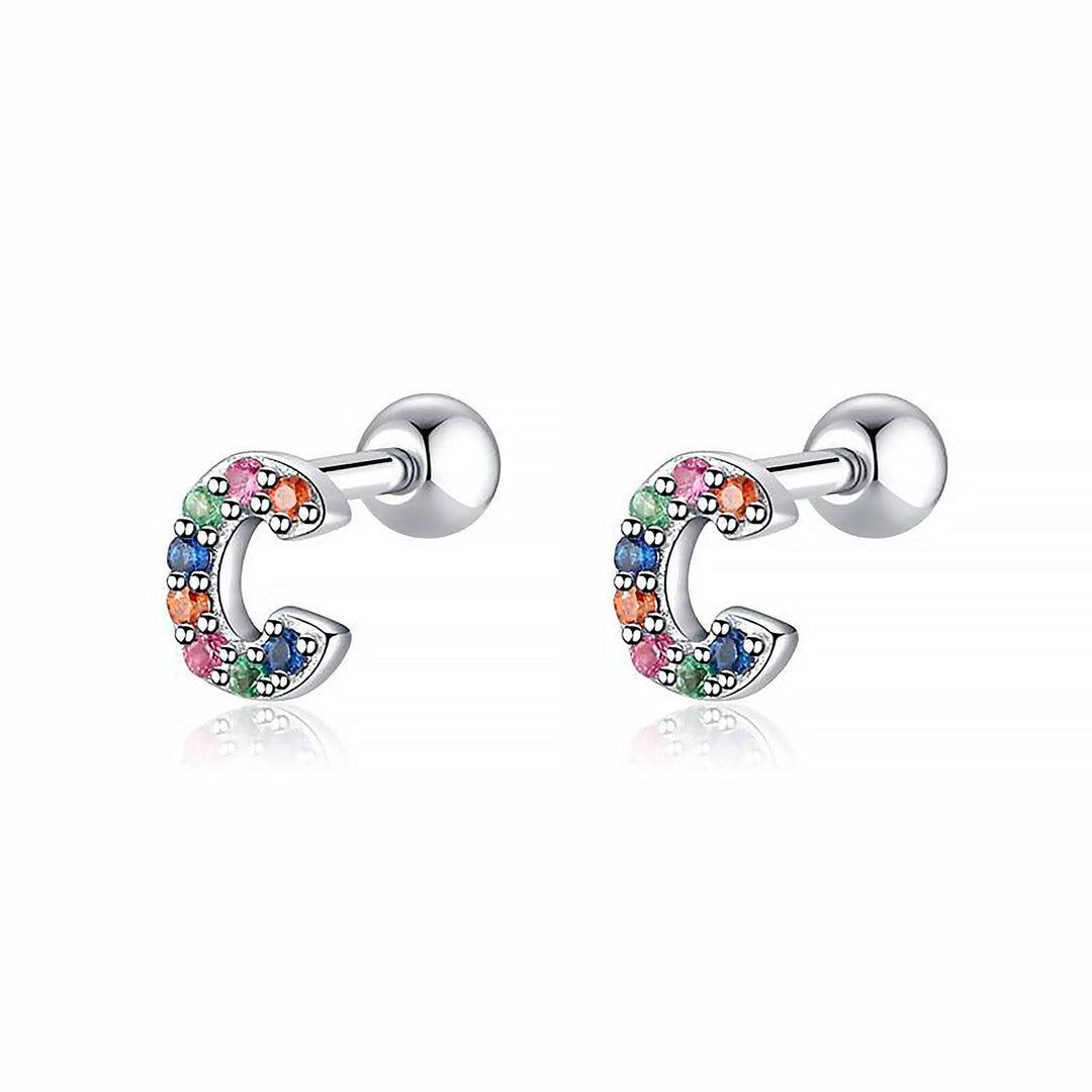 Colourful Letter Earrings - Letria-C-Silver-State of Style