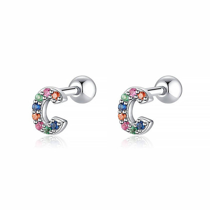Colourful Letter Earrings - Letria-C-Silver-State of Style