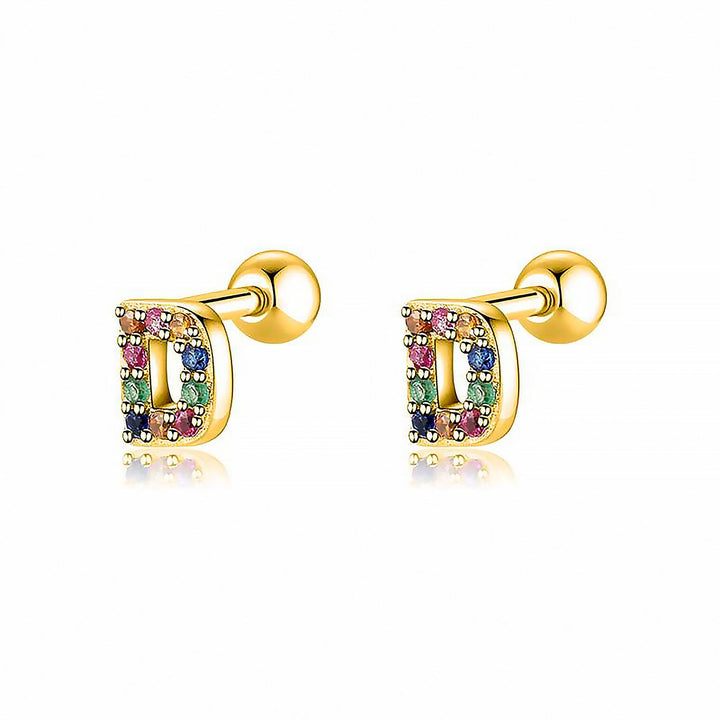 Colourful Letter Earrings - Letria-D-Gold-State of Style