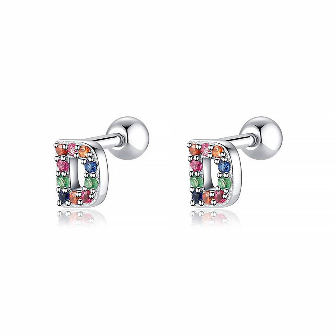 Colourful Letter Earrings - Letria-D-Silver-State of Style
