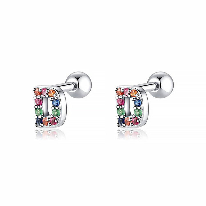 Colourful Letter Earrings - Letria-D-Silver-State of Style