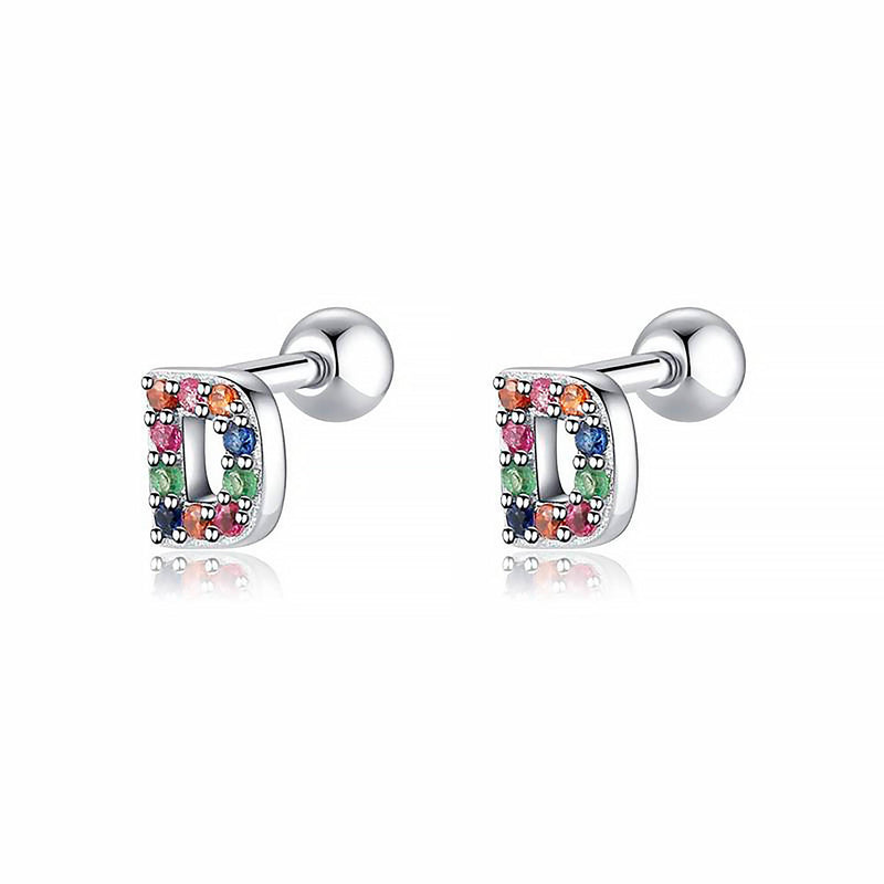 Colourful Letter Earrings - Letria-D-Silver-State of Style