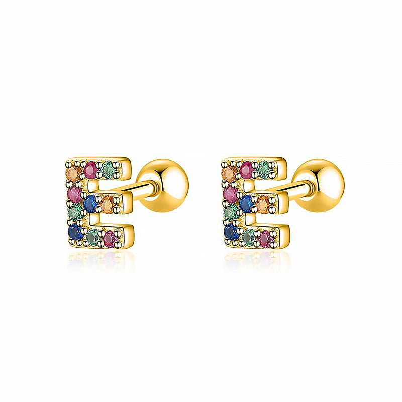 Colourful Letter Earrings - Letria-E-Gold-State of Style