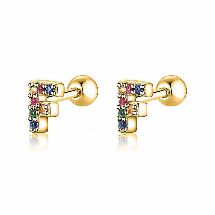Colourful Letter Earrings - Letria-F-Gold-State of Style