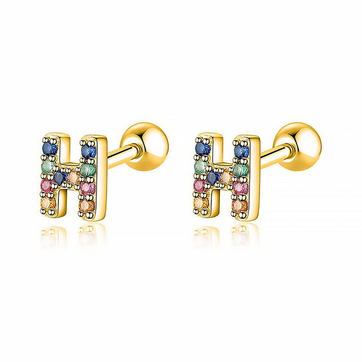 Colourful Letter Earrings - Letria-H-Gold-State of Style