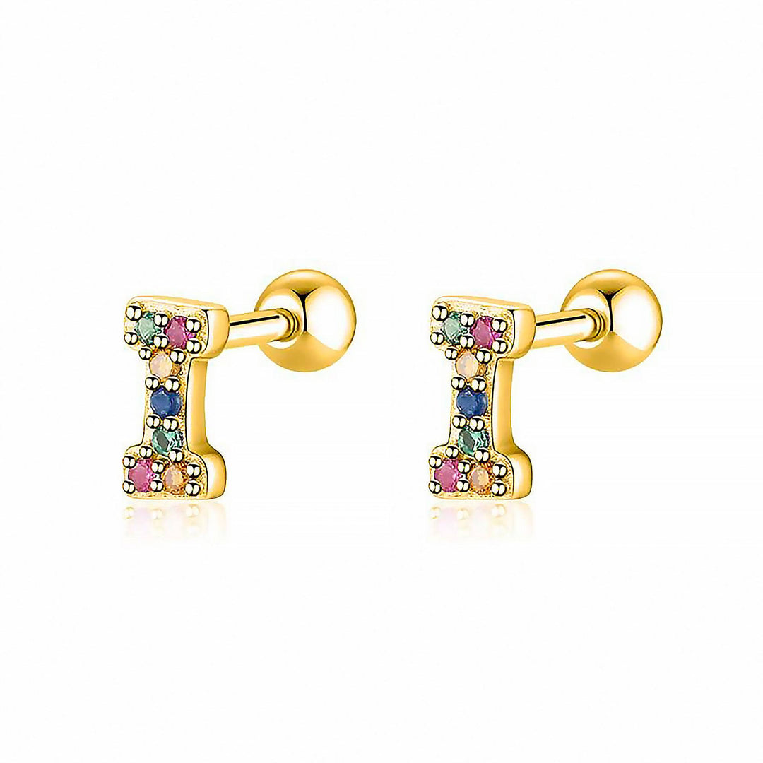 Colourful Letter Earrings - Letria-I-Gold-State of Style
