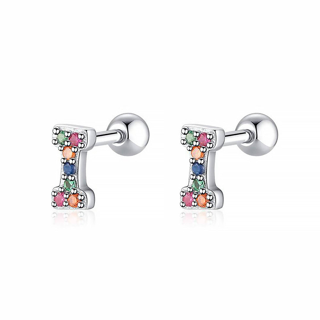 Colourful Letter Earrings - Letria-I-Silver-State of Style
