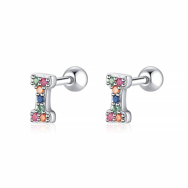 Colourful Letter Earrings - Letria-I-Silver-State of Style