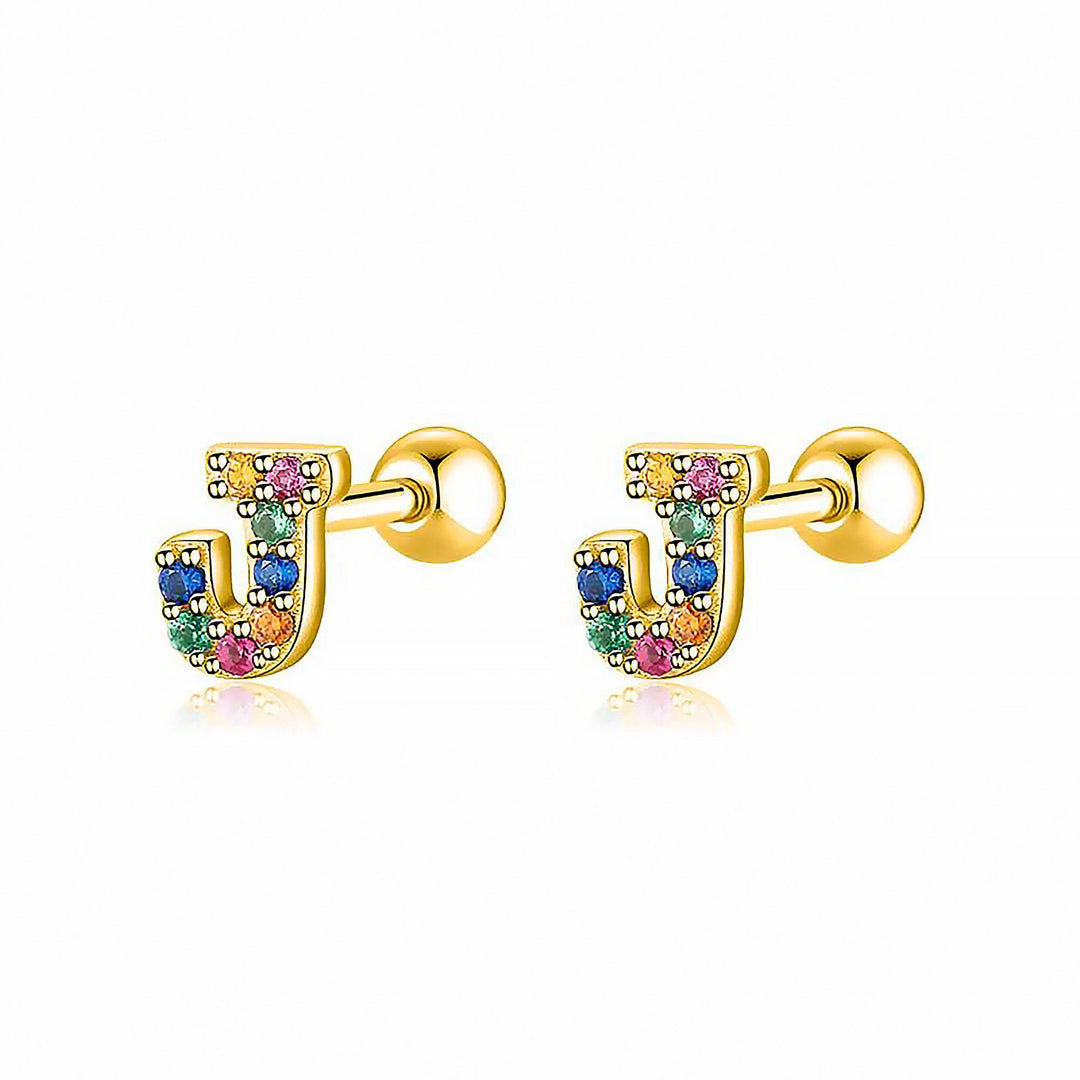 Colourful Letter Earrings - Letria-J-Gold-State of Style
