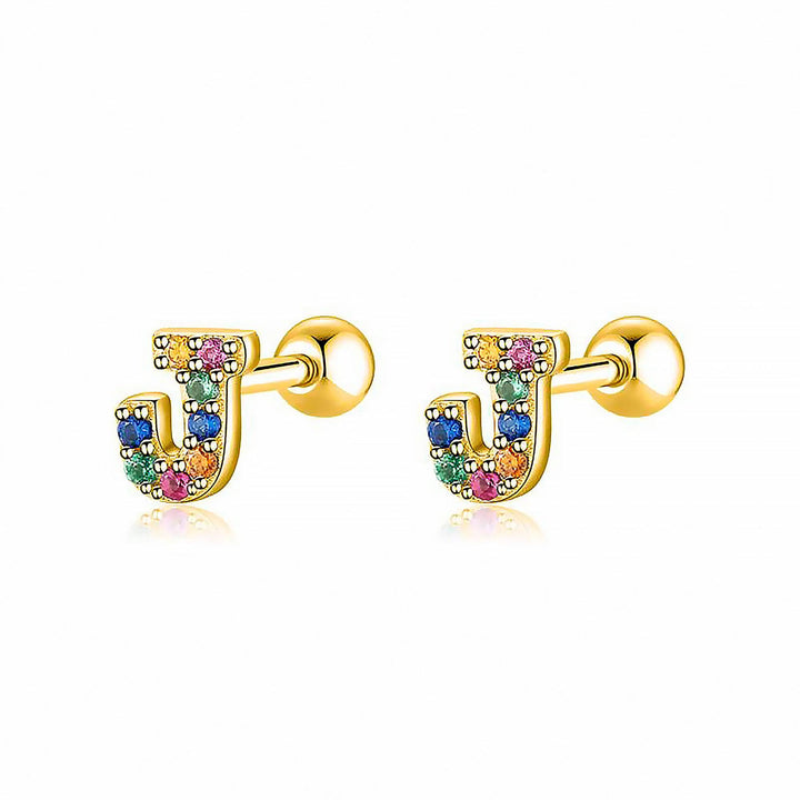 Colourful Letter Earrings - Letria-J-Gold-State of Style