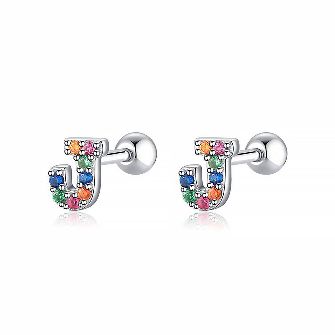Colourful Letter Earrings - Letria-J-Silver-State of Style