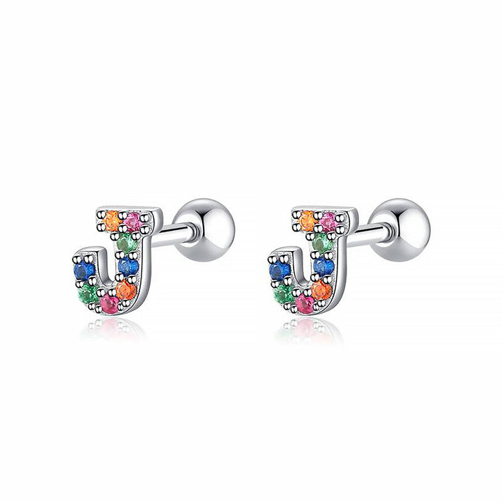 Colourful Letter Earrings - Letria-J-Silver-State of Style
