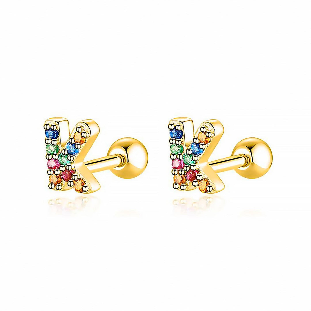 Colourful Letter Earrings - Letria-K-Gold-State of Style
