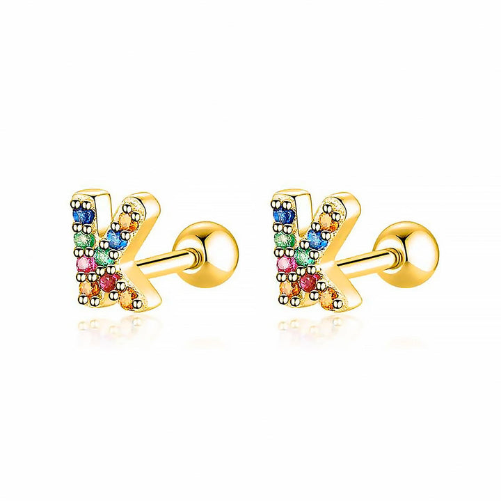 Colourful Letter Earrings - Letria-K-Gold-State of Style