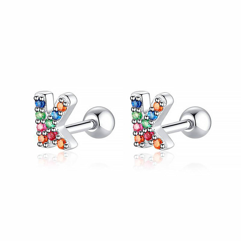 Colourful Letter Earrings - Letria-K-Silver-State of Style