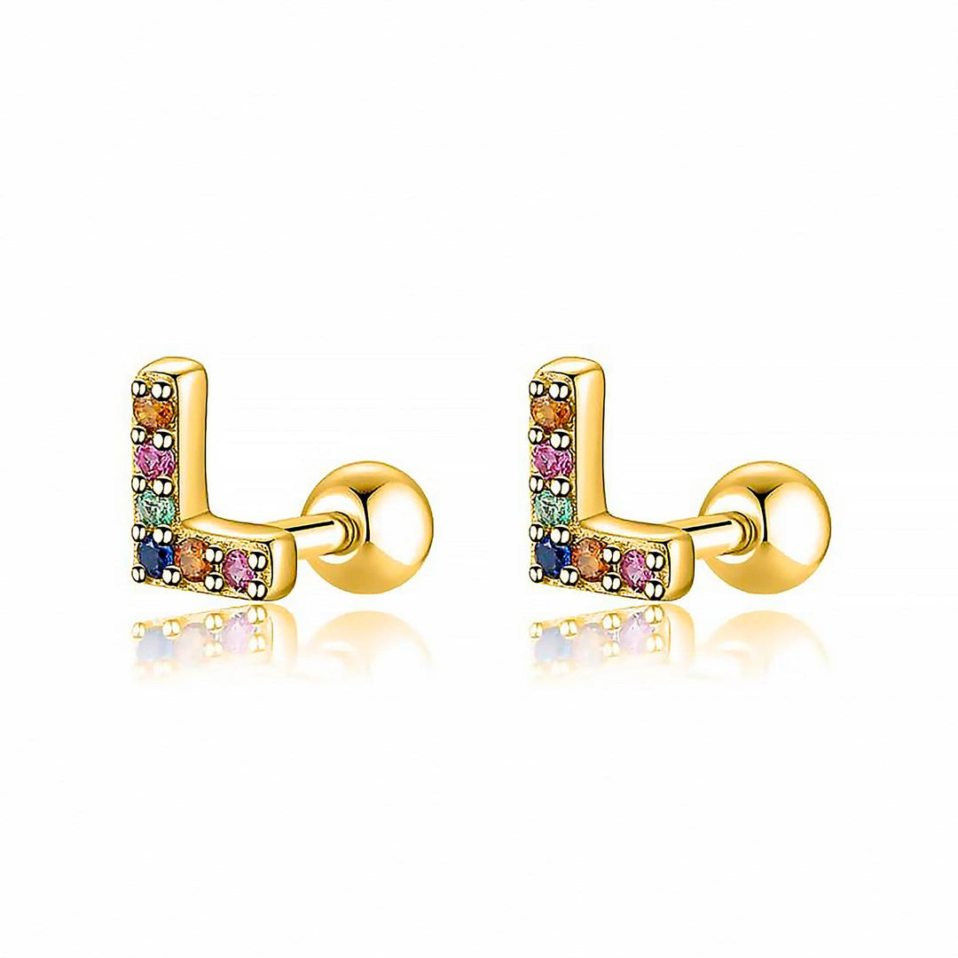 Colourful Letter Earrings - Letria-L-Gold-State of Style