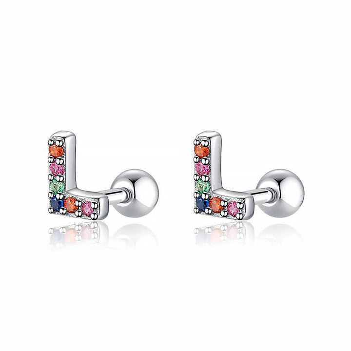 Colourful Letter Earrings - Letria-L-Silver-State of Style