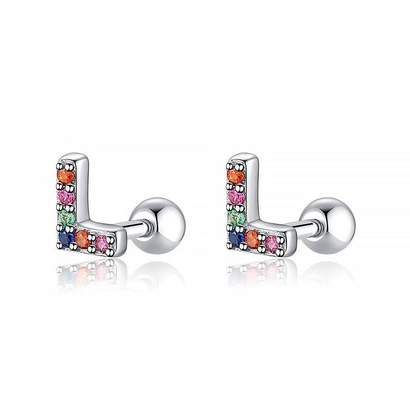 Colourful Letter Earrings - Letria-L-Silver-State of Style