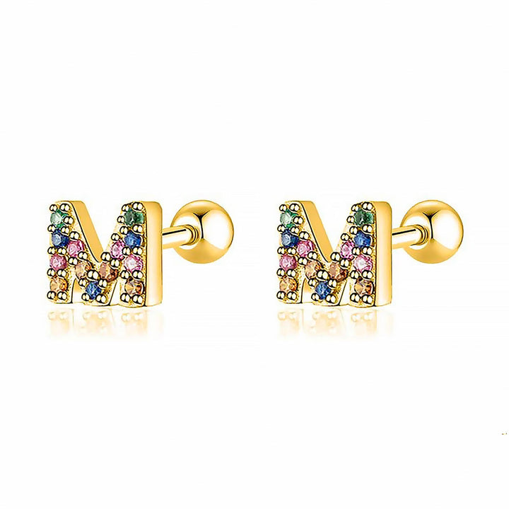 Colourful Letter Earrings - Letria-M-Gold-State of Style