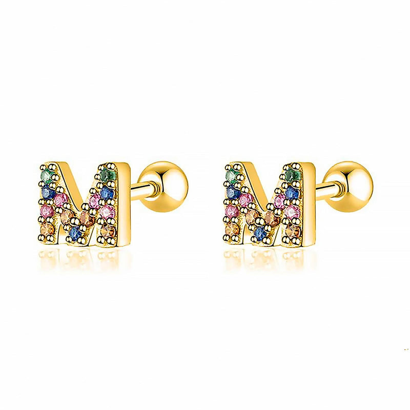 Colourful Letter Earrings - Letria-M-Gold-State of Style