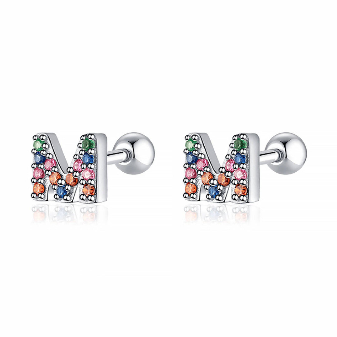 Colourful Letter Earrings - Letria-M-Silver-State of Style